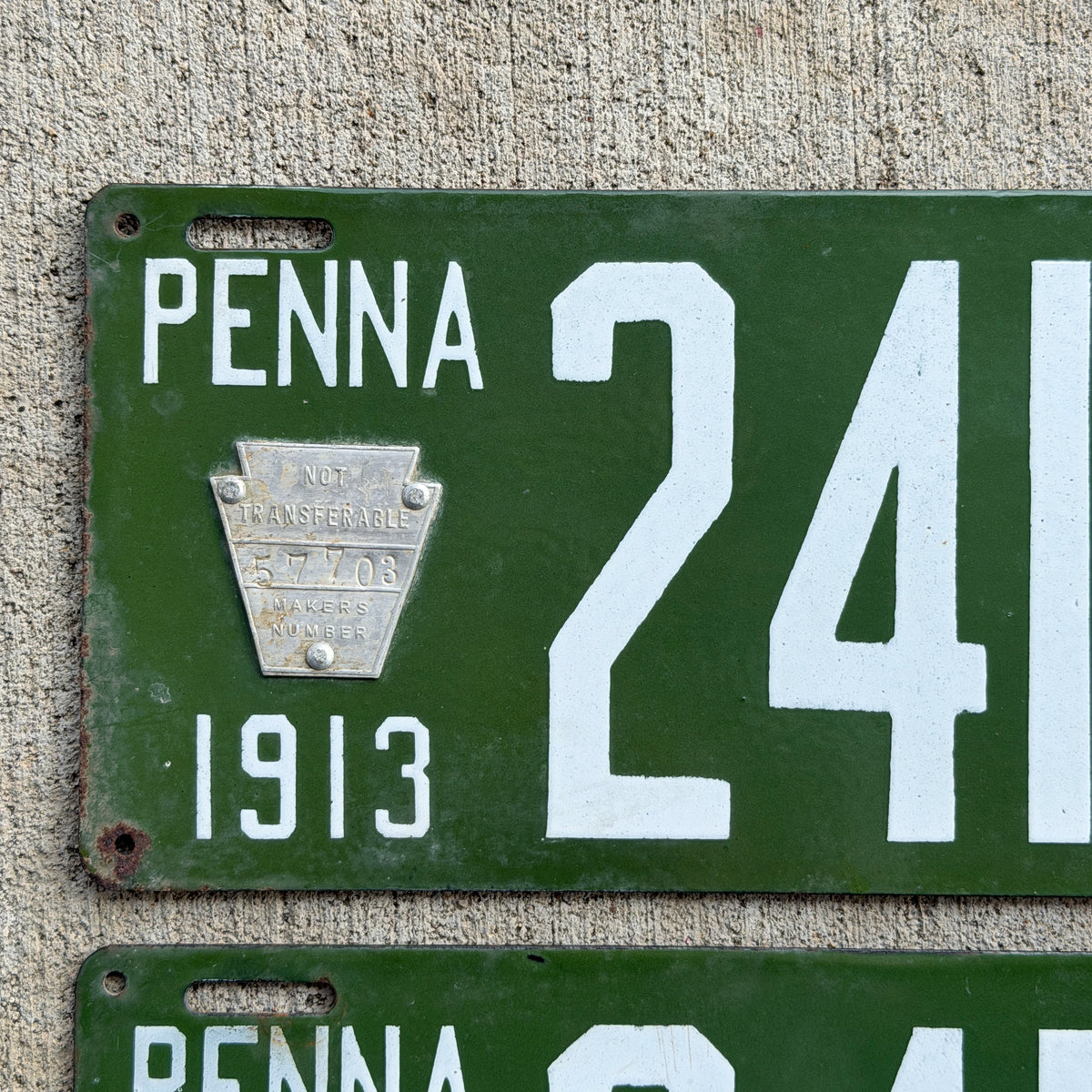 1913 Pennsylvania Porcelain License Plate Pair Auto Tag High Quality 24125