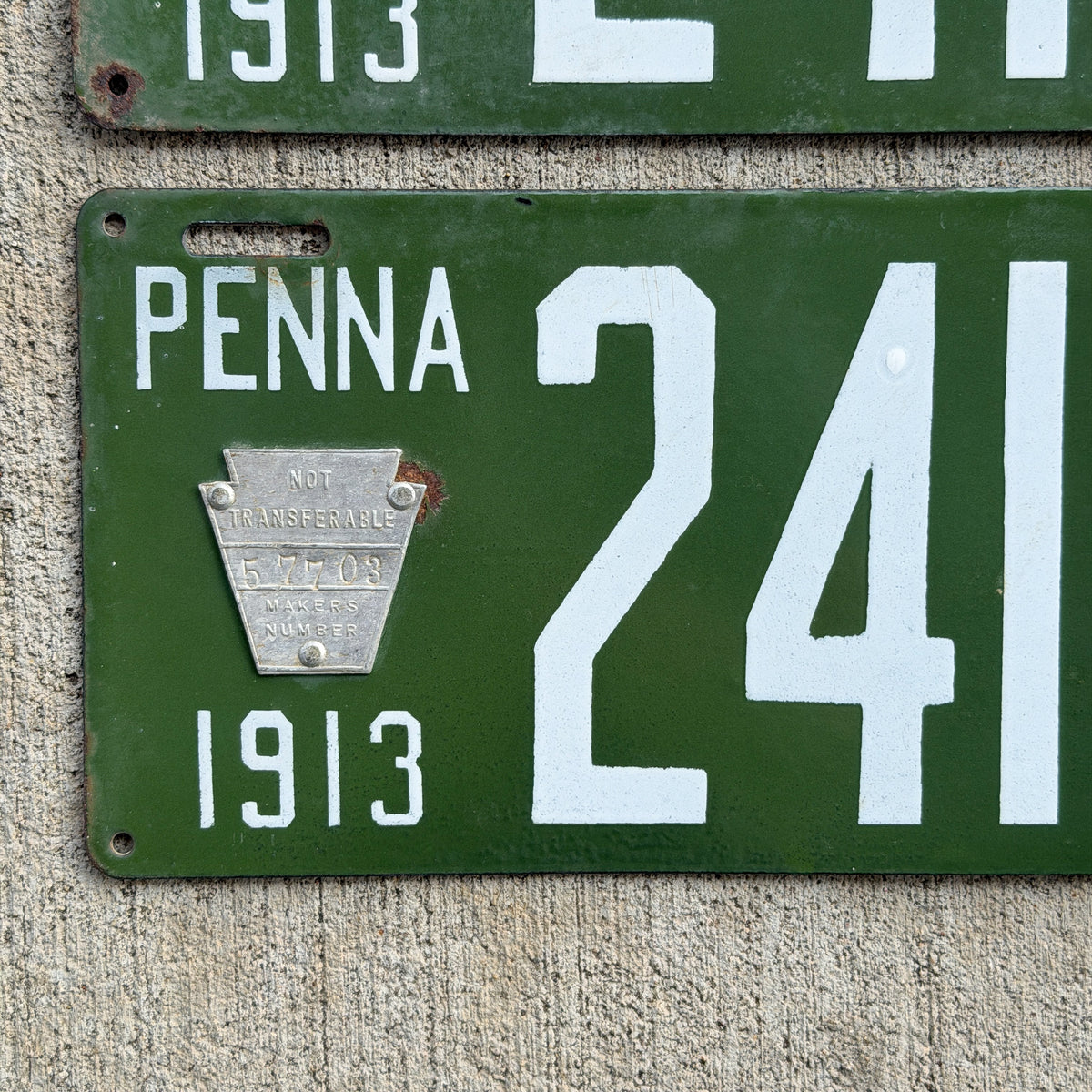 1913 Pennsylvania Porcelain License Plate Pair Auto Tag High Quality 24125