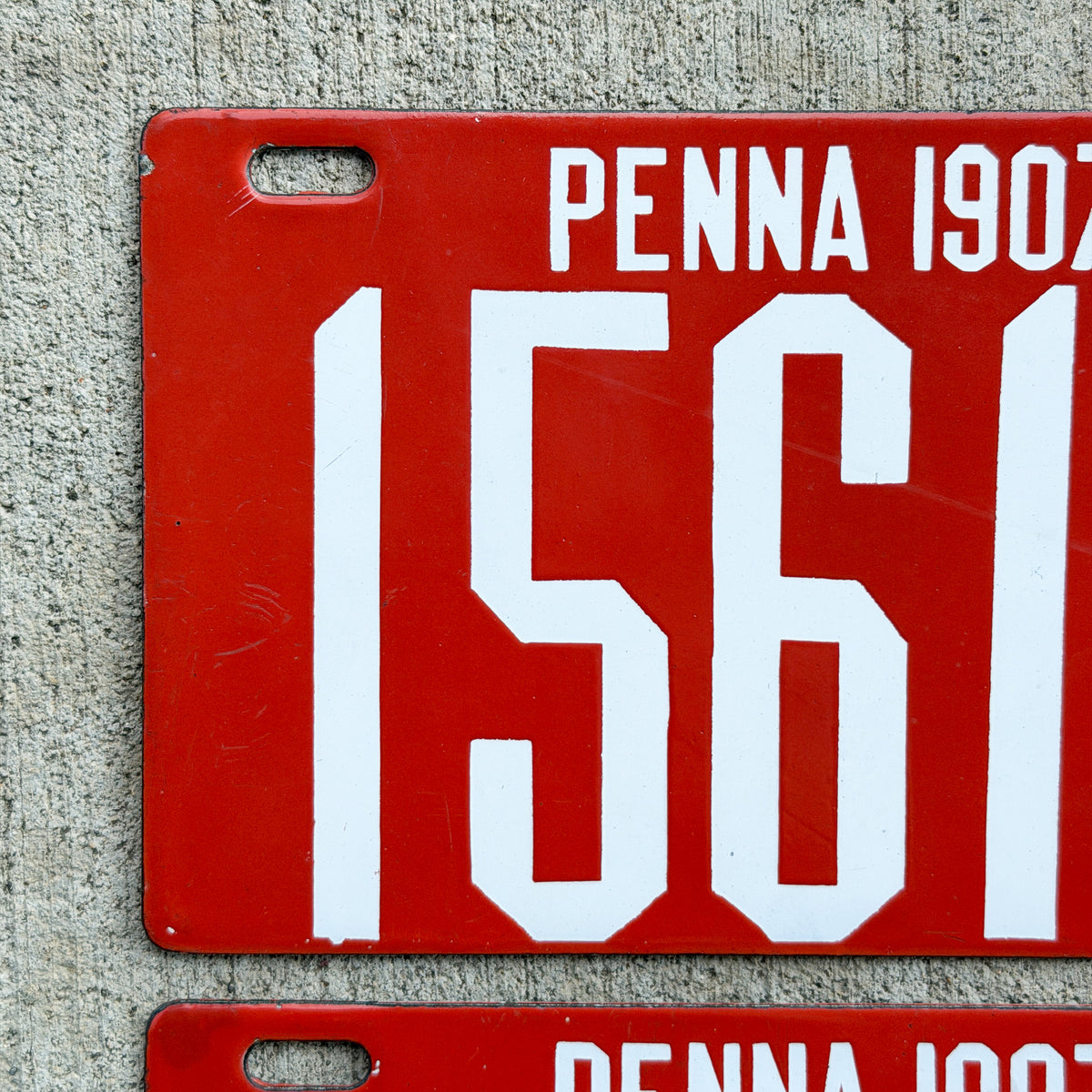 1907 Pennsylvania Porcelain License Plate Pair Auto Tag High Quality 15616