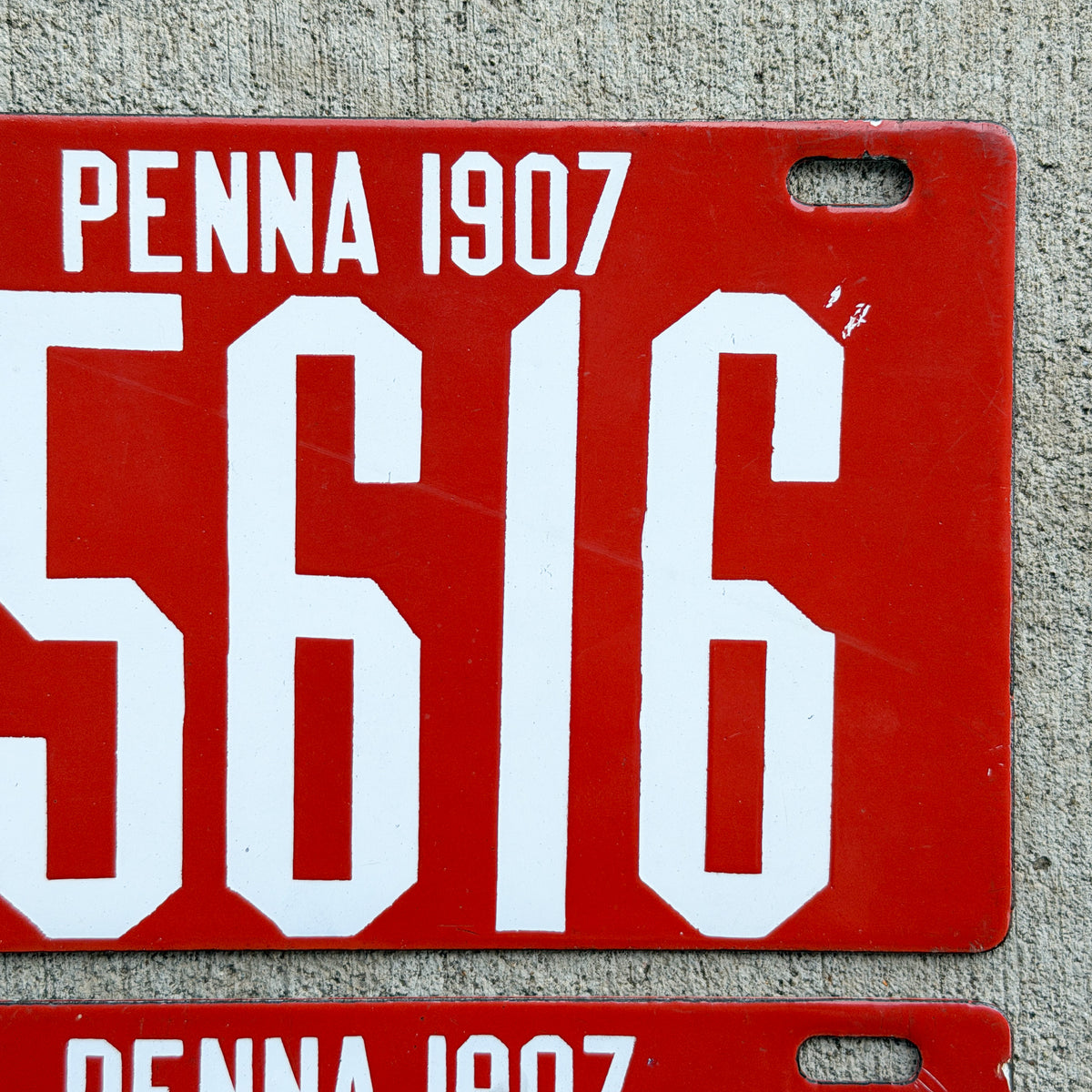 1907 Pennsylvania Porcelain License Plate Pair Auto Tag High Quality 15616