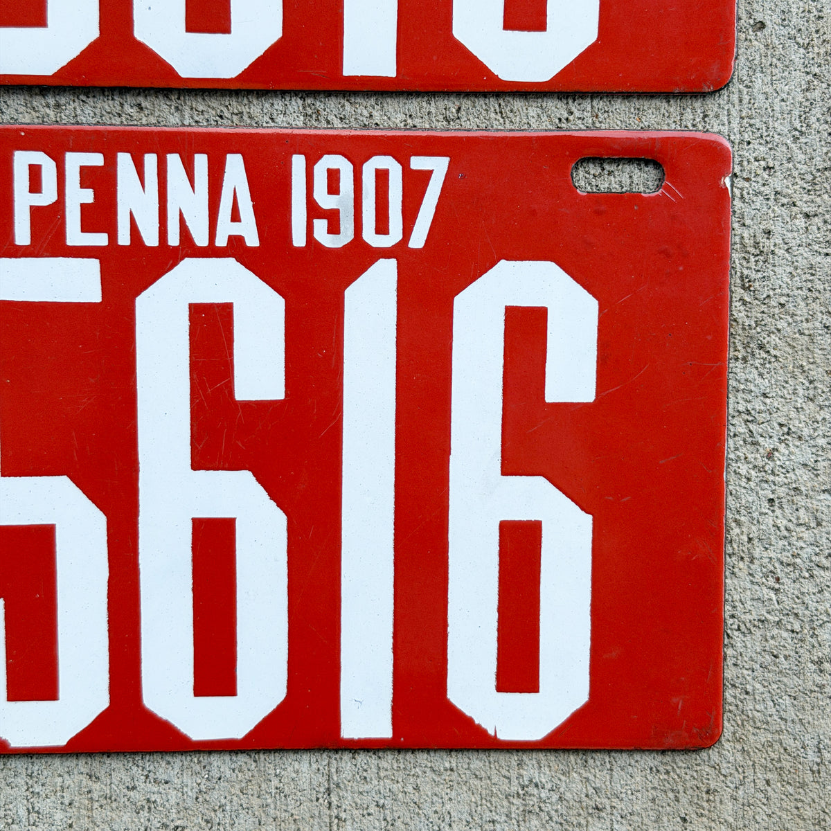 1907 Pennsylvania Porcelain License Plate Pair Auto Tag High Quality 15616