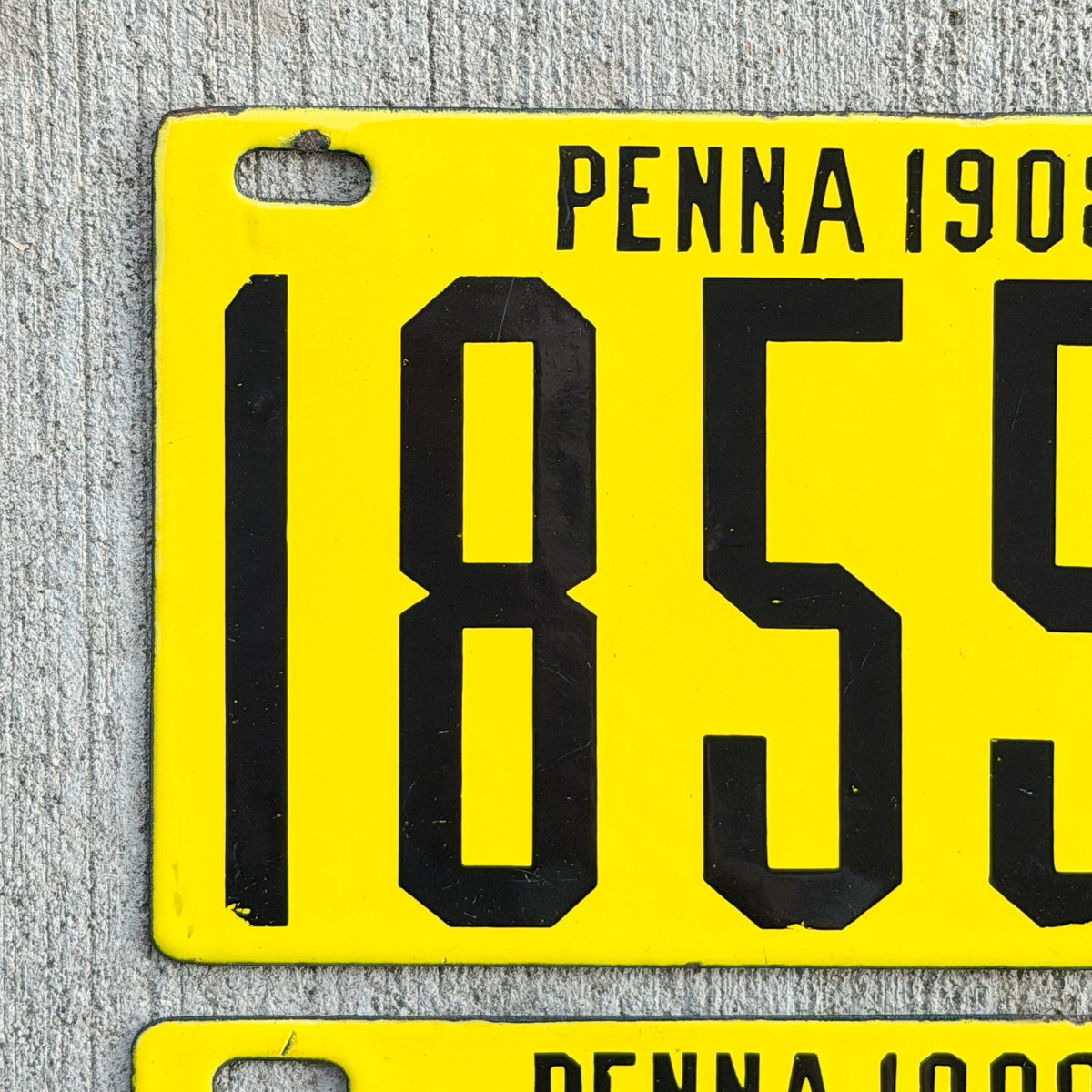 1908 Pennsylvania Porcelain License Plate Pair Auto Tag High Quality 18554