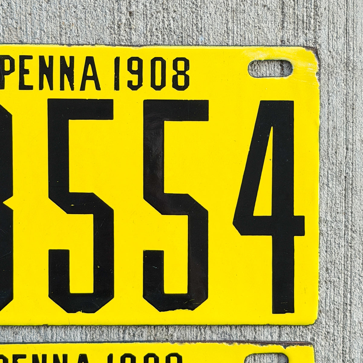 1908 Pennsylvania Porcelain License Plate Pair Auto Tag High Quality 18554