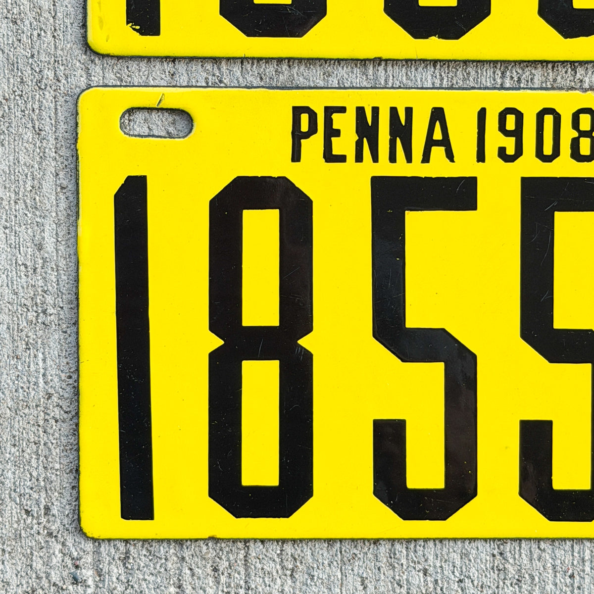 1908 Pennsylvania Porcelain License Plate Pair Auto Tag High Quality 18554