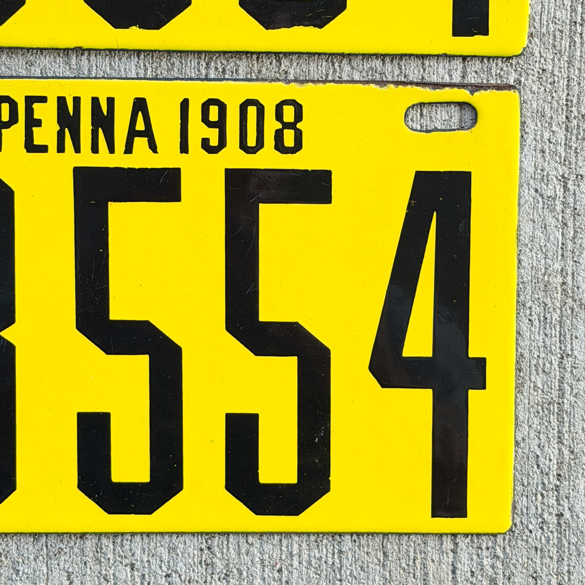 1908 Pennsylvania Porcelain License Plate Pair Auto Tag High Quality 18554