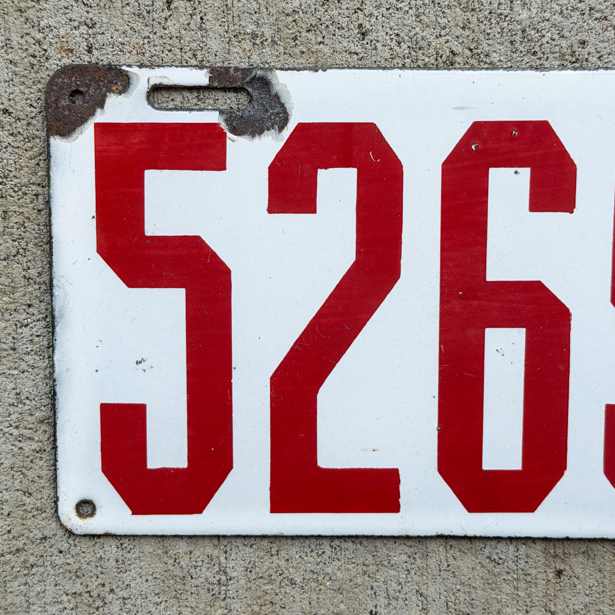 1913 New Jersey Porcelain License Plate Auto Tag Low Number Four Digit 5269