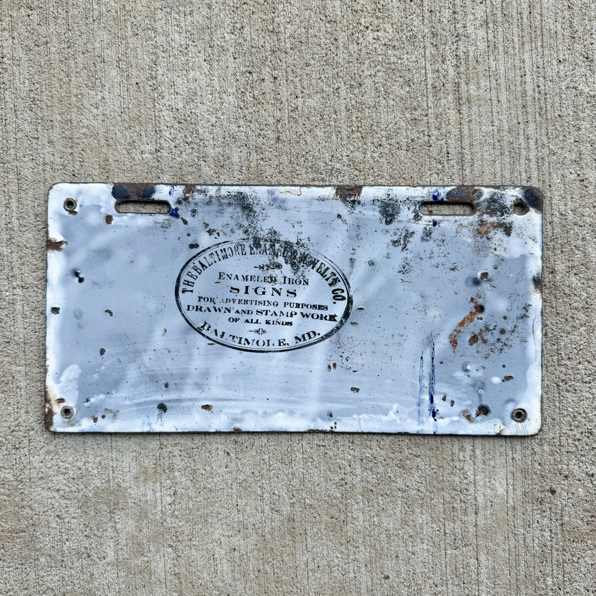 1915 Delaware Porcelain License Plate Auto Tag Low Number Four Digit 2554