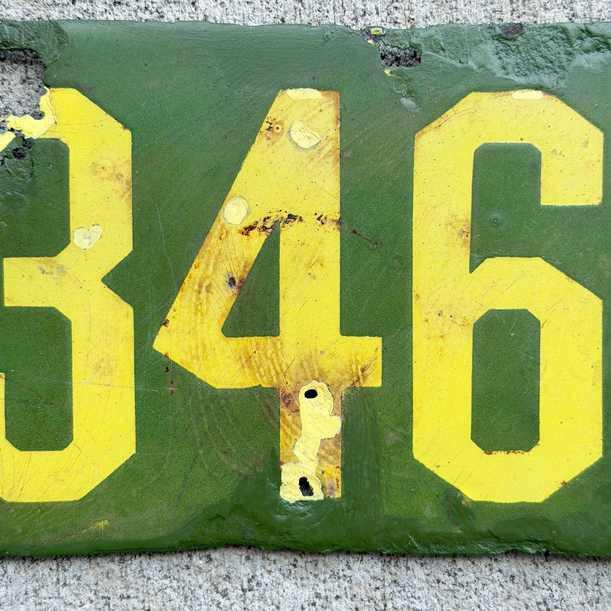 1913 Arkansas Porcelain License Plate Auto Tag Low Number Four Digit 3464