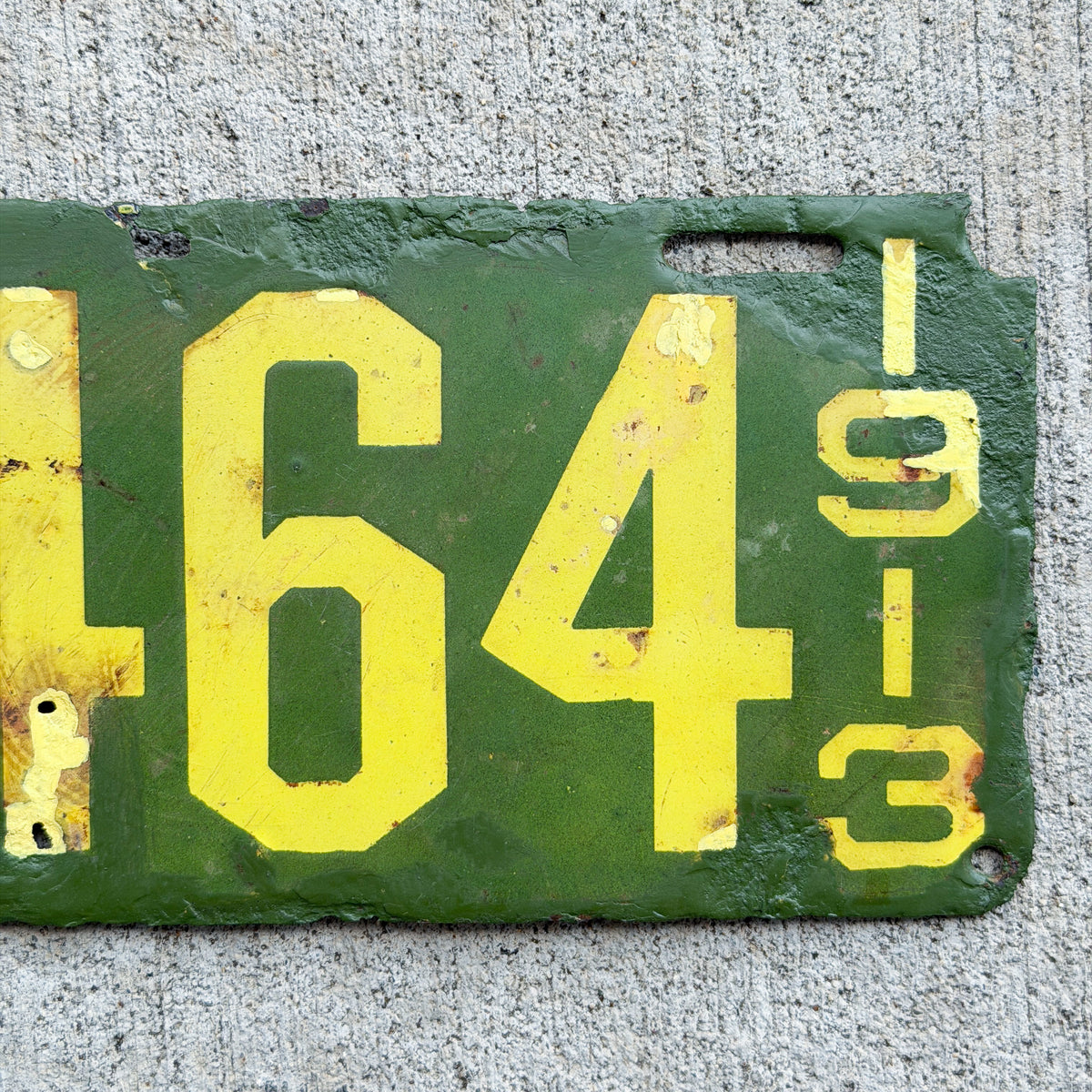 1913 Arkansas Porcelain License Plate Auto Tag Low Number Four Digit 3464