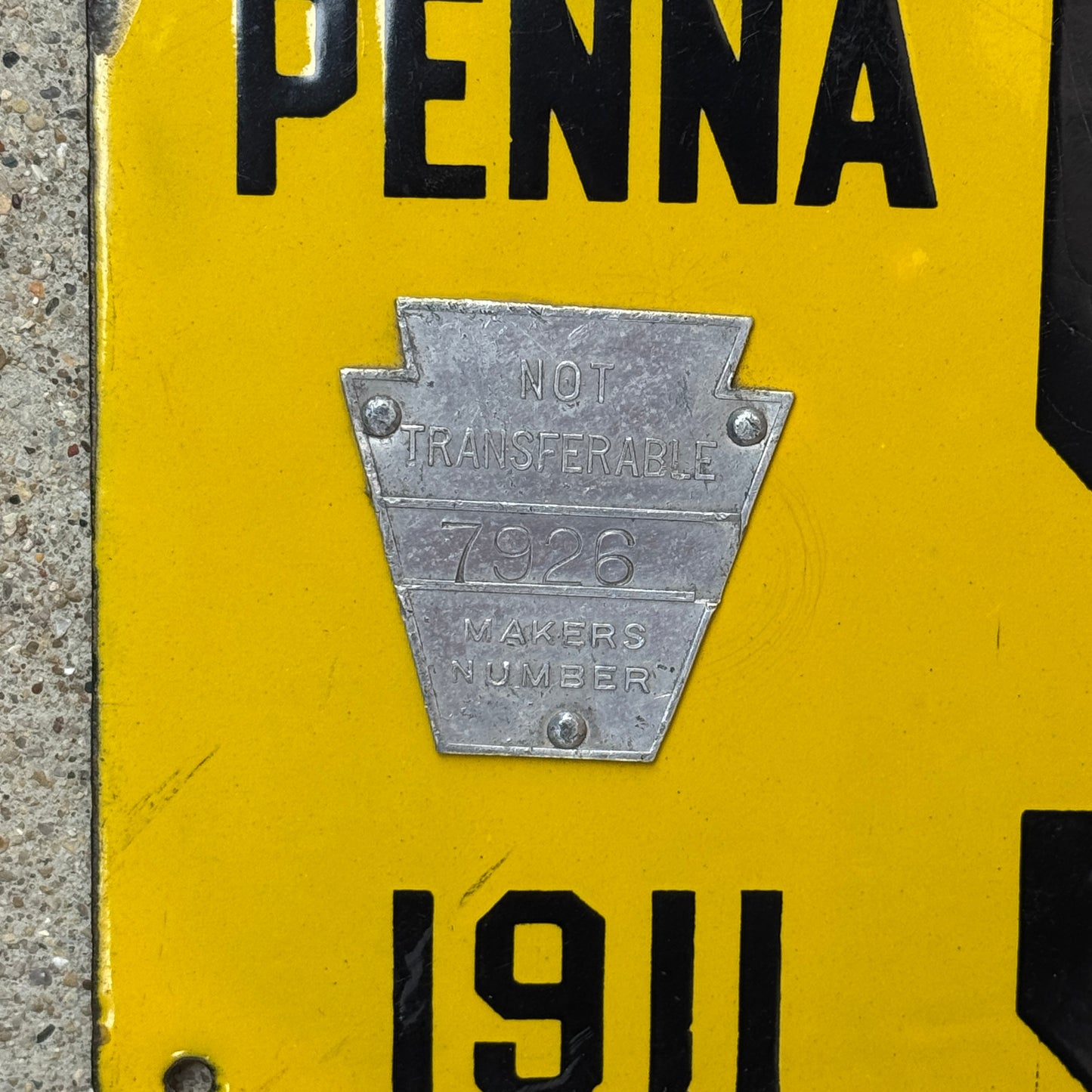1911 Pennsylvania Porcelain License Plate Pair Auto Tag Low Number Four Digit 5299