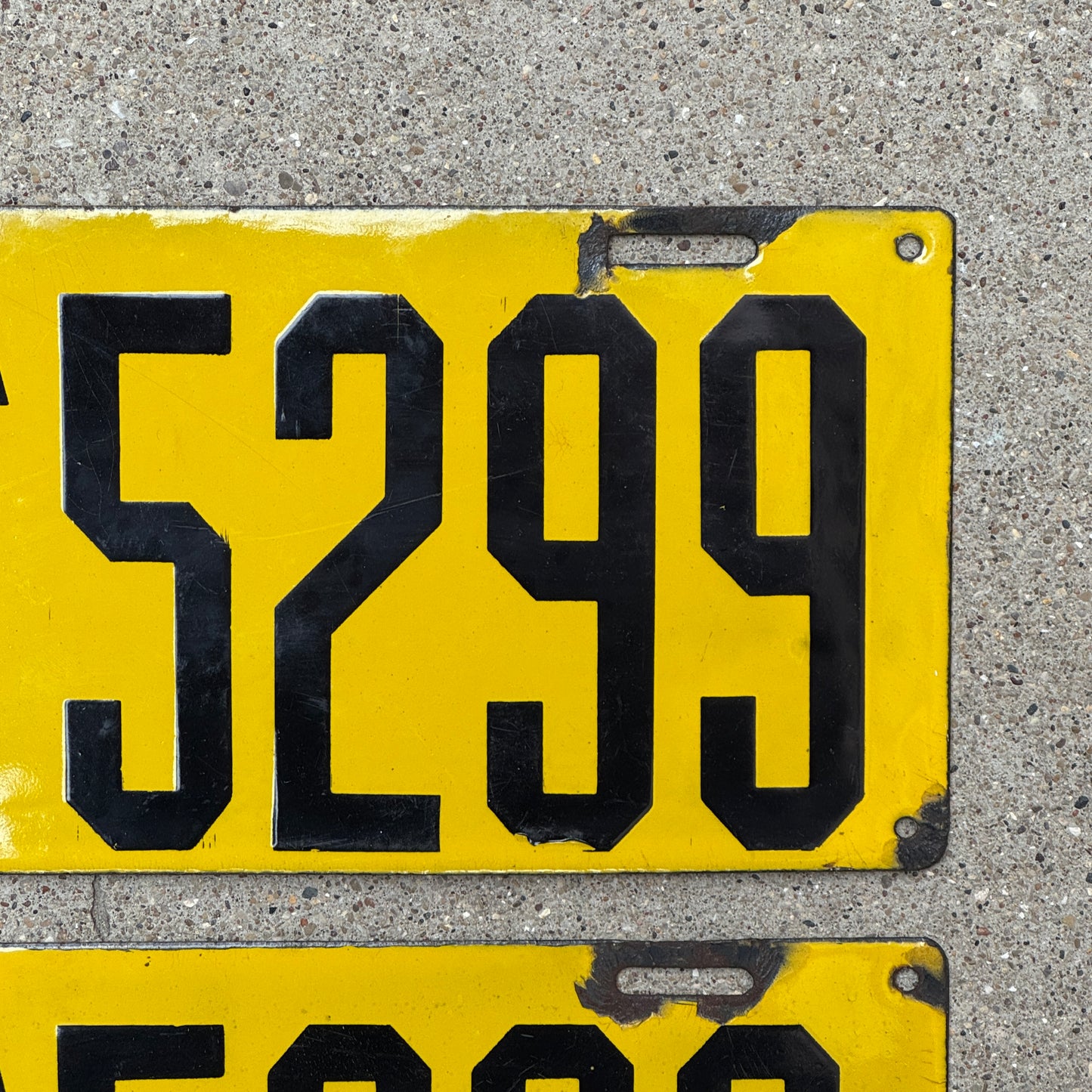 1911 Pennsylvania Porcelain License Plate Pair Auto Tag Low Number Four Digit 5299