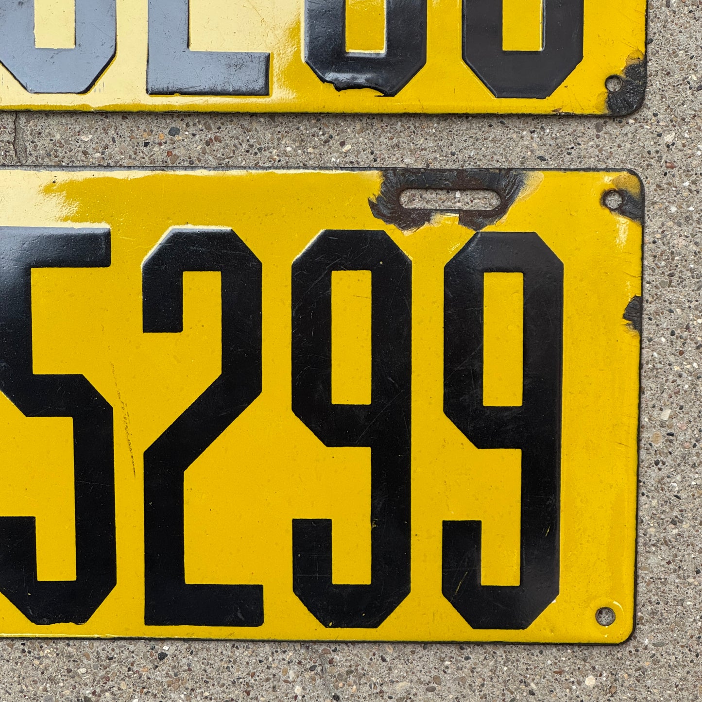 1911 Pennsylvania Porcelain License Plate Pair Auto Tag Low Number Four Digit 5299