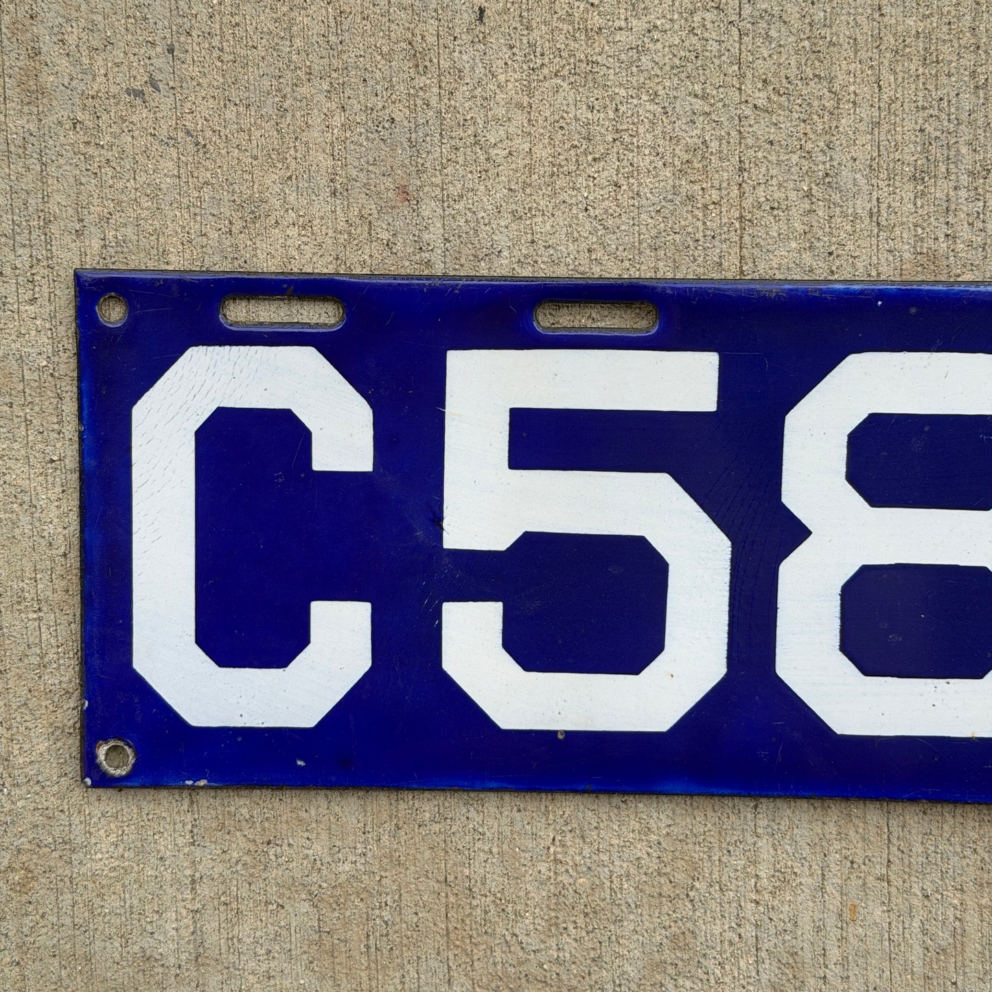1913 Connecticut Porcelain License Plate Auto Tag Low Number Four Digit 5897