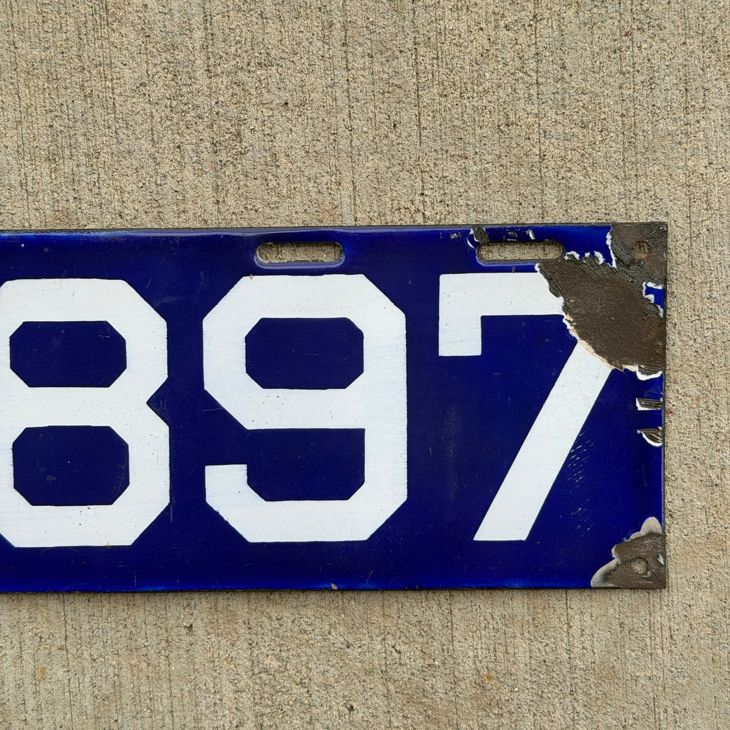 1913 Connecticut Porcelain License Plate Auto Tag Low Number Four Digit 5897
