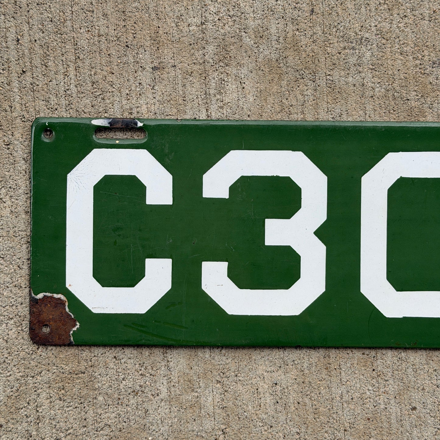 1912 Connecticut Porcelain License Plate Auto Tag Low Number Four Digit 3017