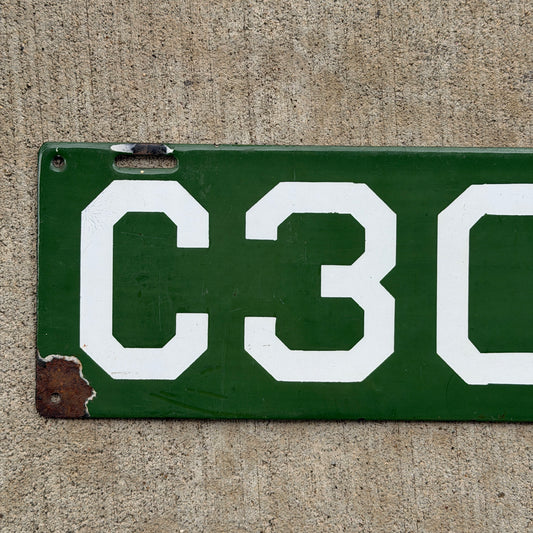 1912 Connecticut Porcelain License Plate Auto Tag Low Number Four Digit 3017