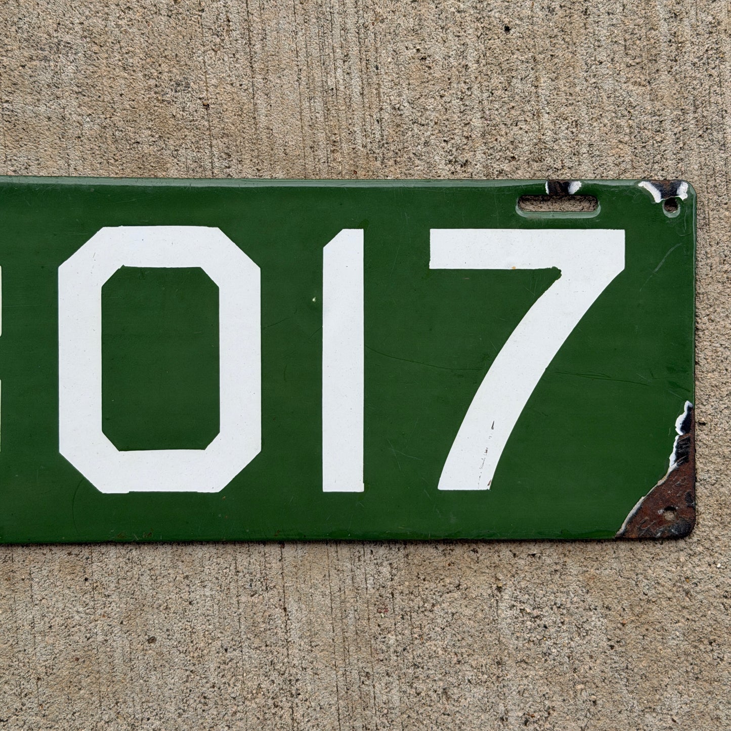 1912 Connecticut Porcelain License Plate Auto Tag Low Number Four Digit 3017
