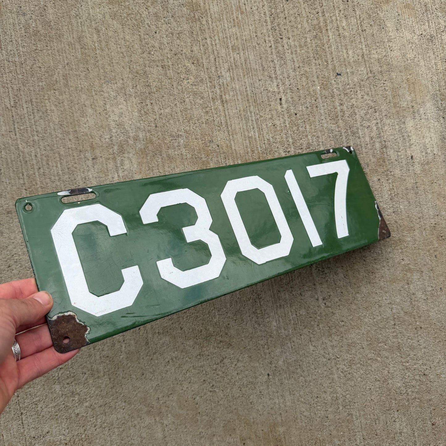 1912 Connecticut Porcelain License Plate Auto Tag Low Number Four Digit 3017