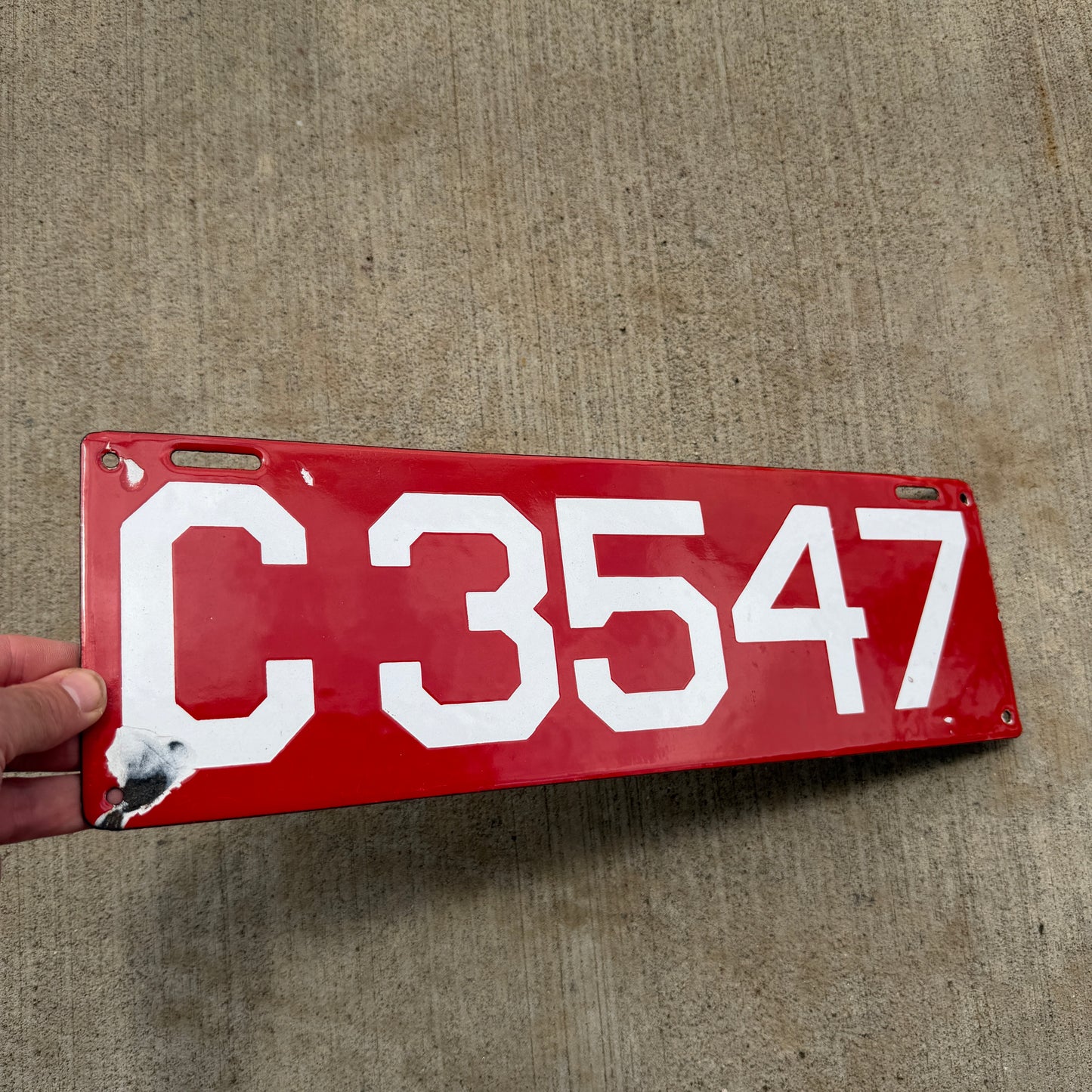 1910 Connecticut Porcelain License Plate Auto Tag Low Number Four Digit 3547