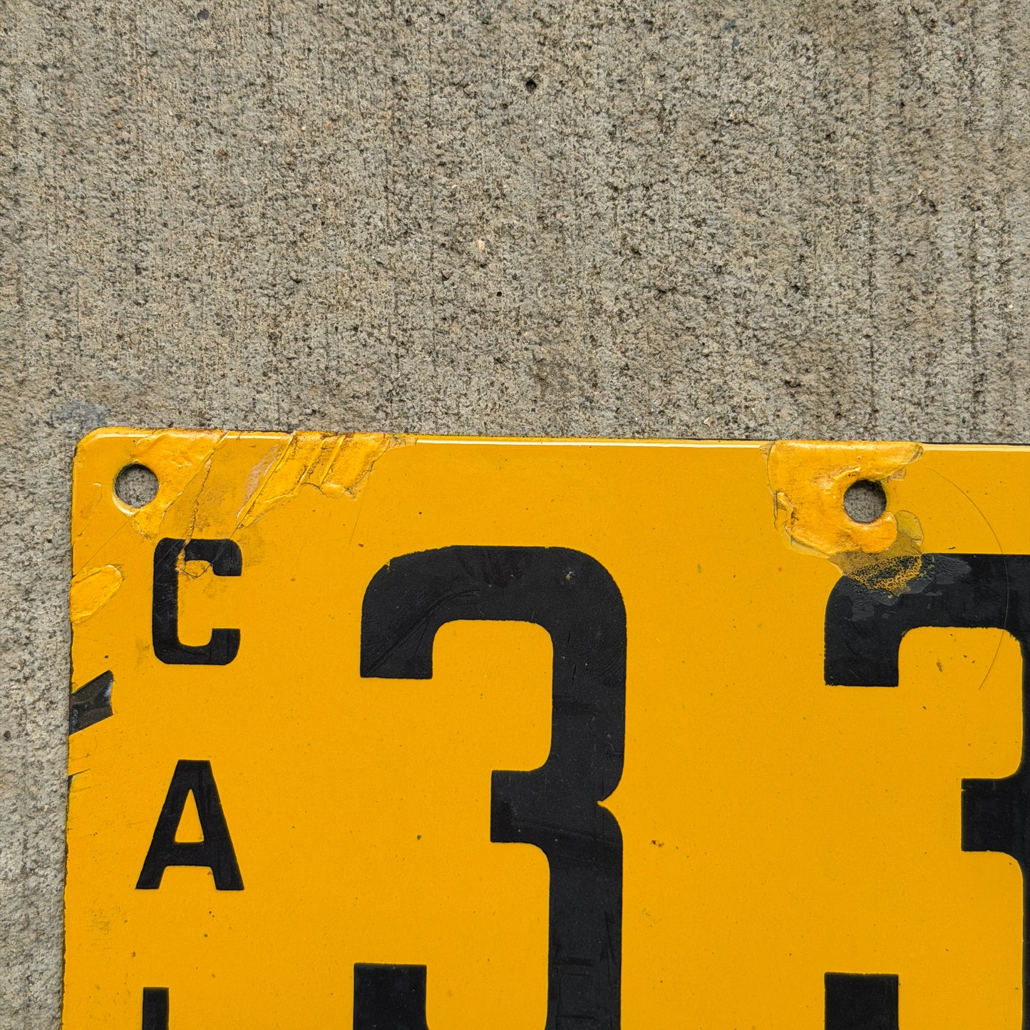 1915 California Porcelain License Plate Auto Tag Low Number Four Digit 3369