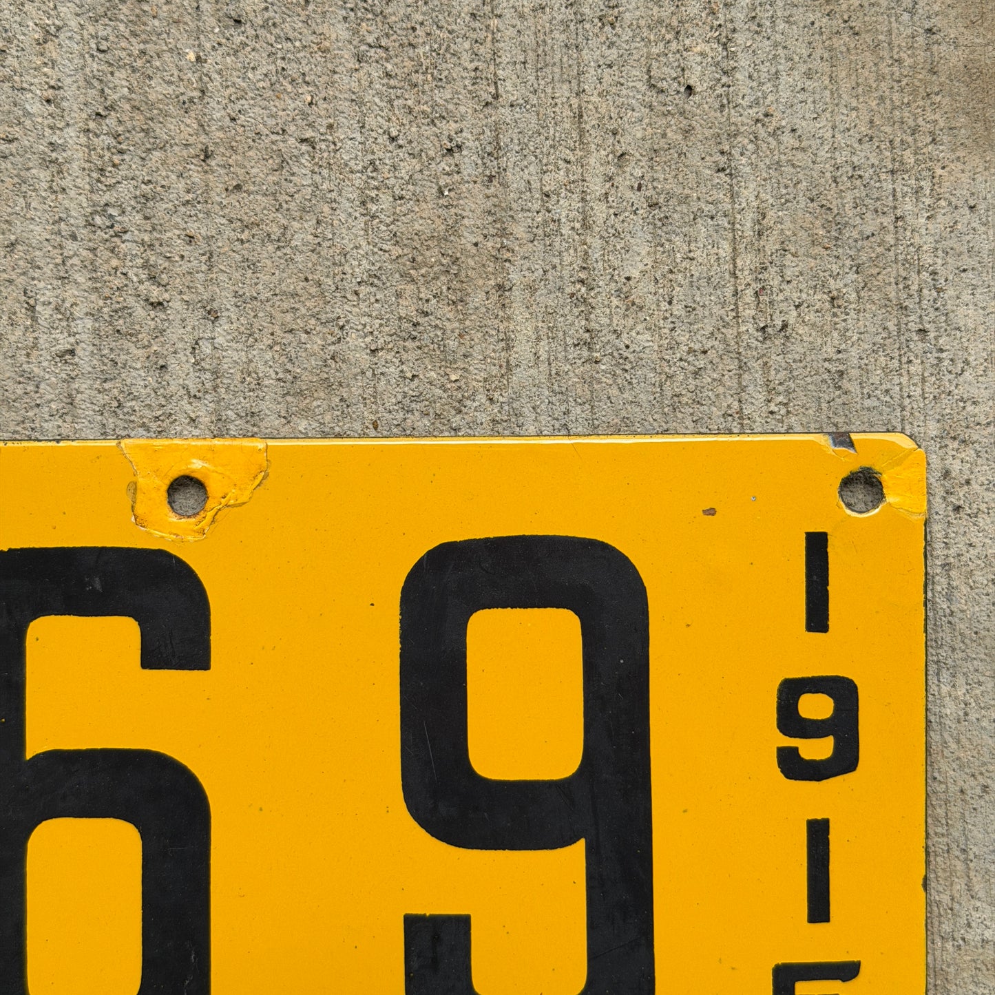 1915 California Porcelain License Plate Auto Tag Low Number Four Digit 3369