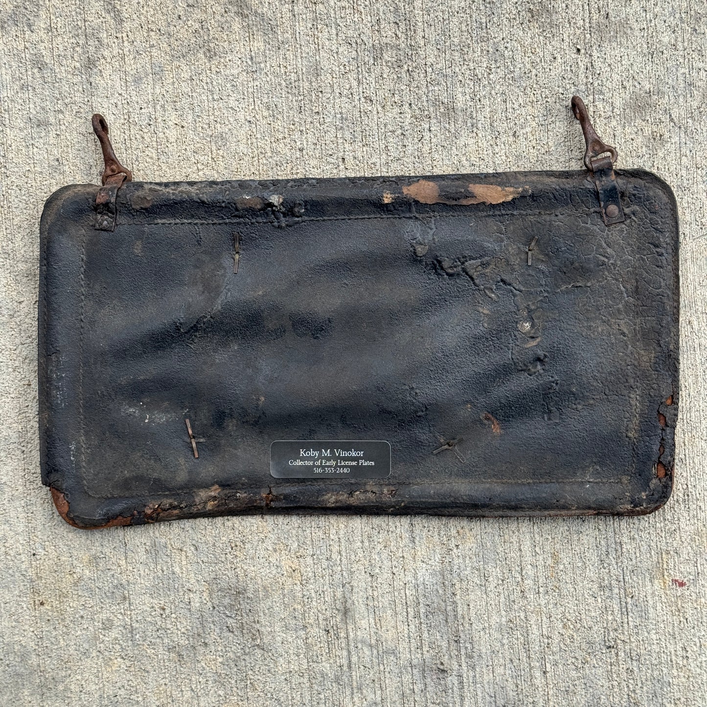 1907 1917 Texas Leather Prestate License Plate Auto Tag Low Number Two Digit 95