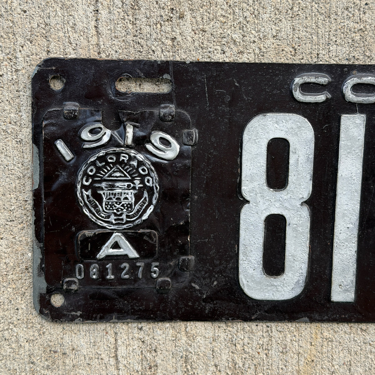 1919 Colorado License Plate Auto Tag 81 275