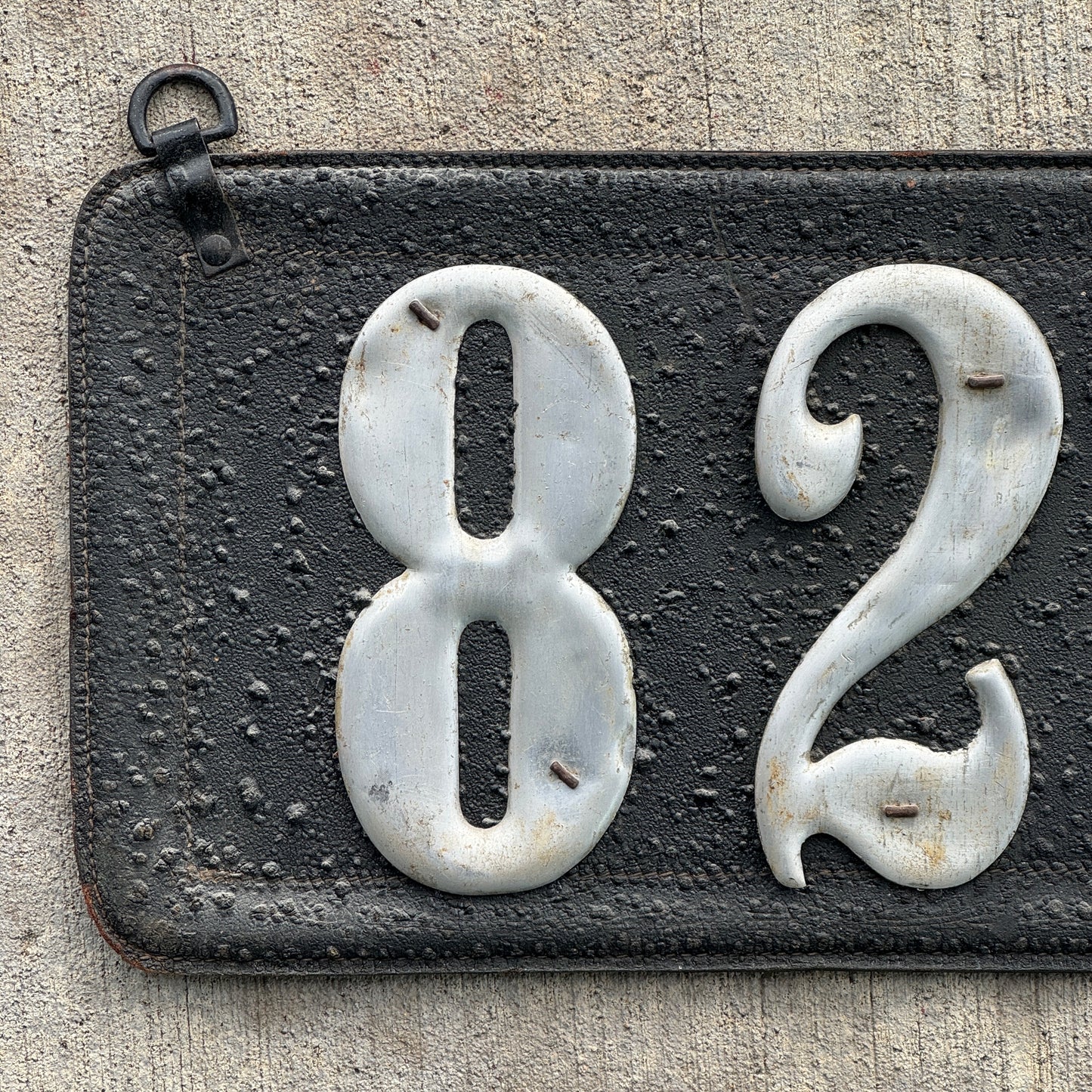 1907 1917 Texas Leather Prestate License Plate Auto Tag Low Number Three Digit 820