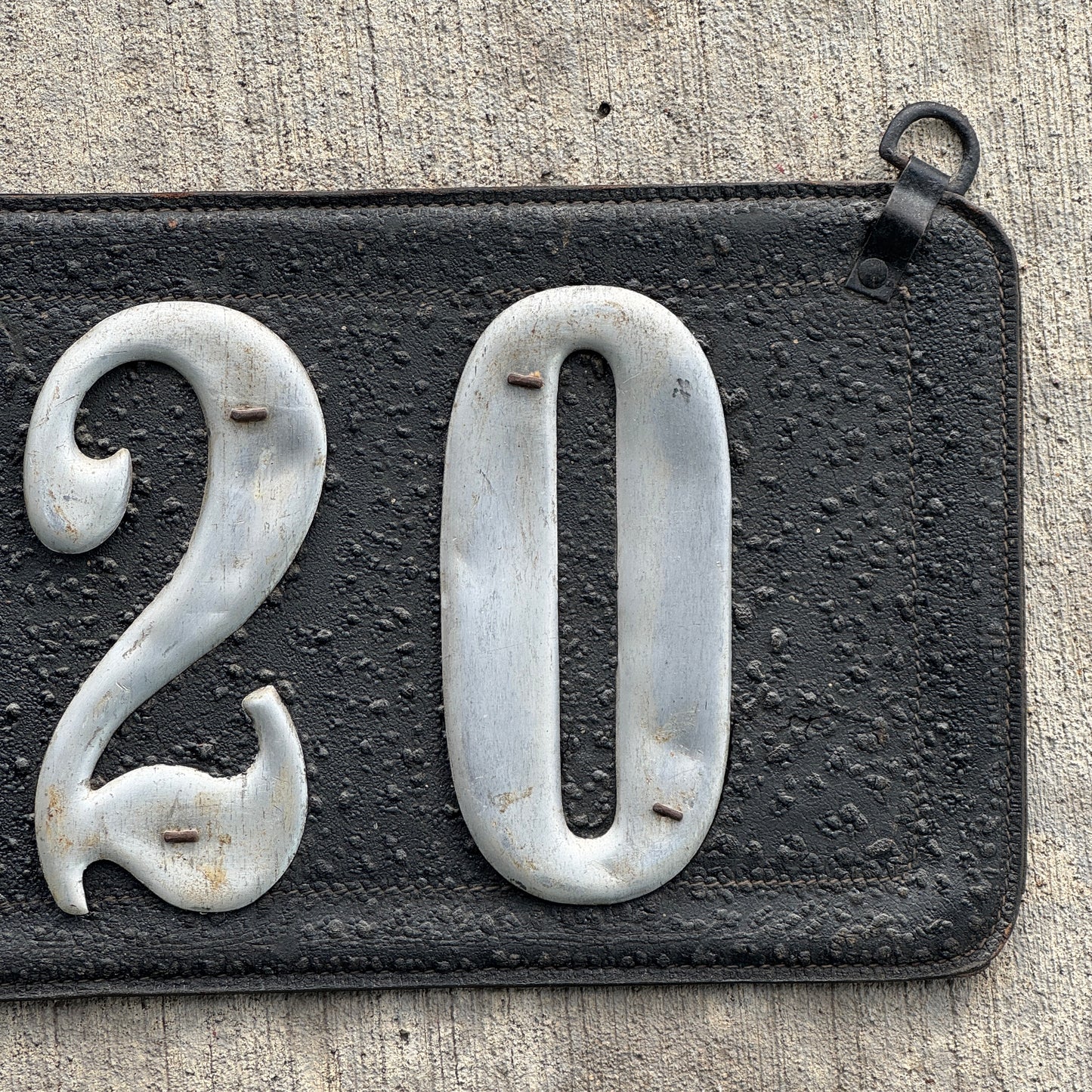 1907 1917 Texas Leather Prestate License Plate Auto Tag Low Number Three Digit 820