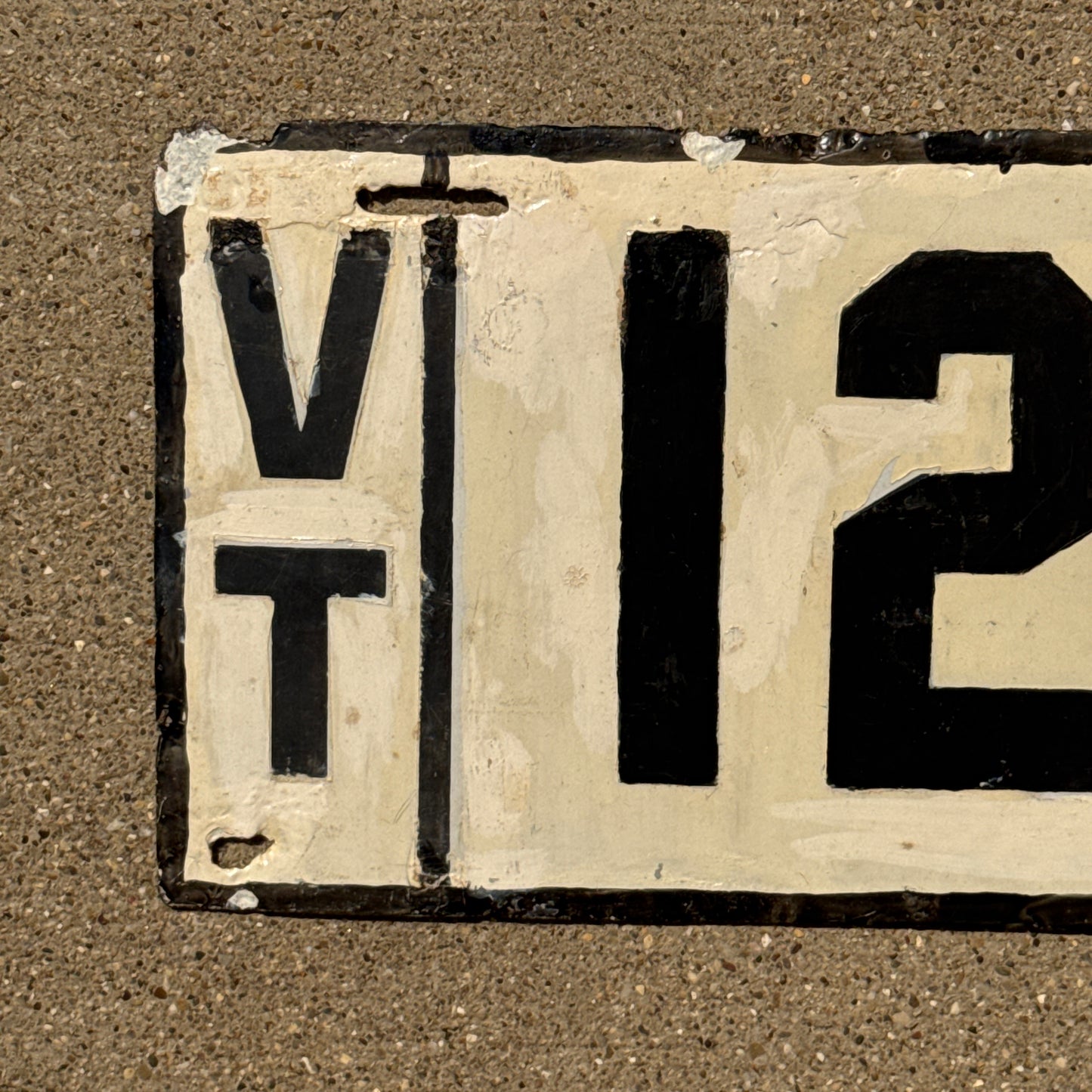 1913 Vermont Porcelain License Plate Auto Tag Great Number 123