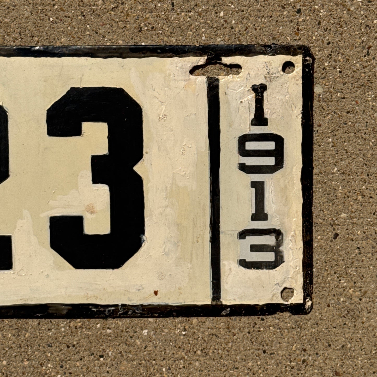 1913 Vermont Porcelain License Plate Auto Tag Great Number 123