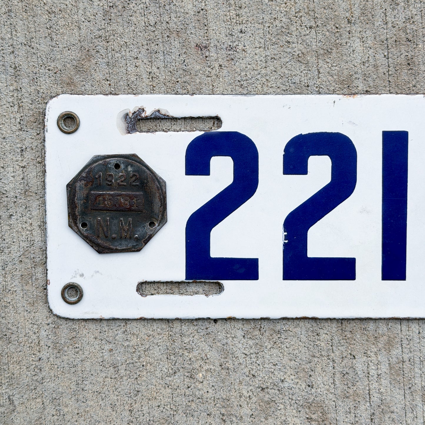 1920 1922 New Mexico Porcelain License Plate Auto Tag Octagon Tab High Quality 22192