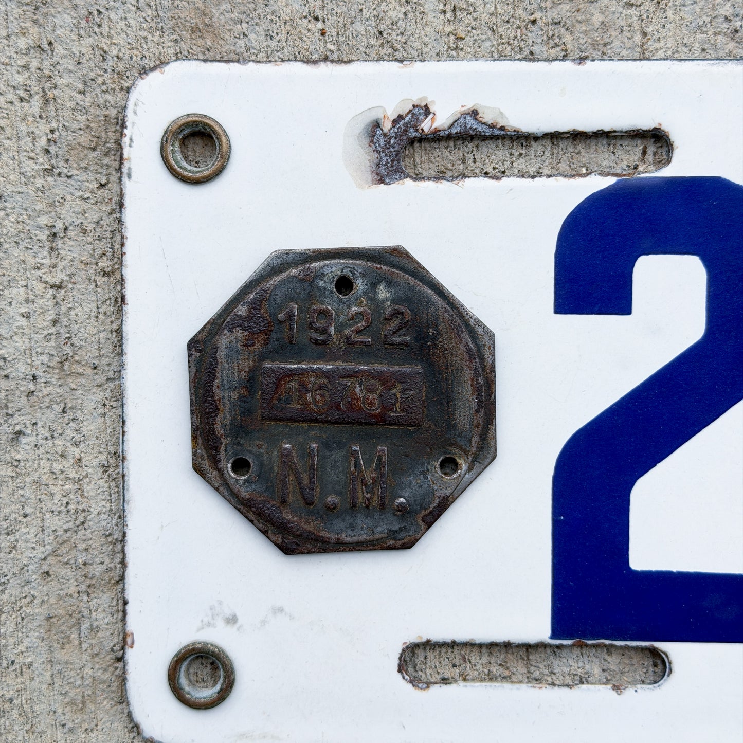 1920 1922 New Mexico Porcelain License Plate Auto Tag Octagon Tab High Quality 22192