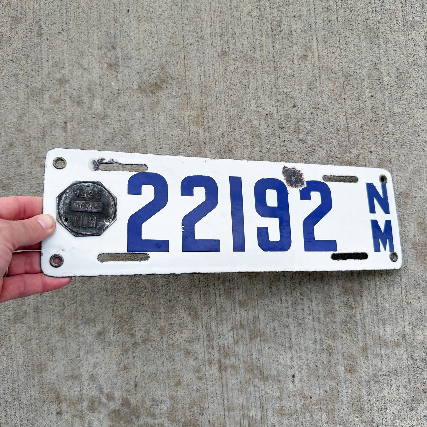 1920 1922 New Mexico Porcelain License Plate Auto Tag Octagon Tab High Quality 22192