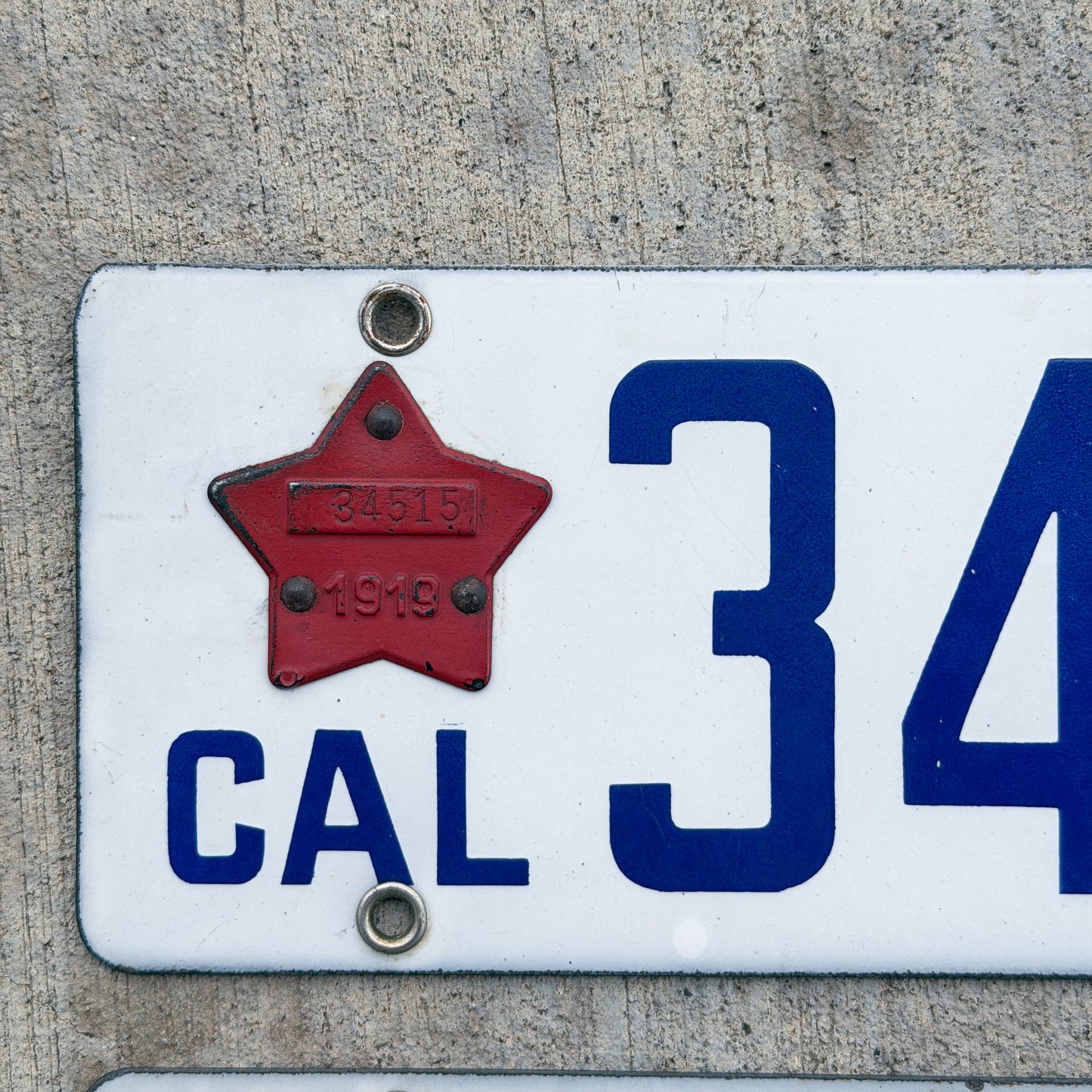 1916 1919 California Porcelain License Plate Pair Auto Tag High Quality With Matching Tabs 34515