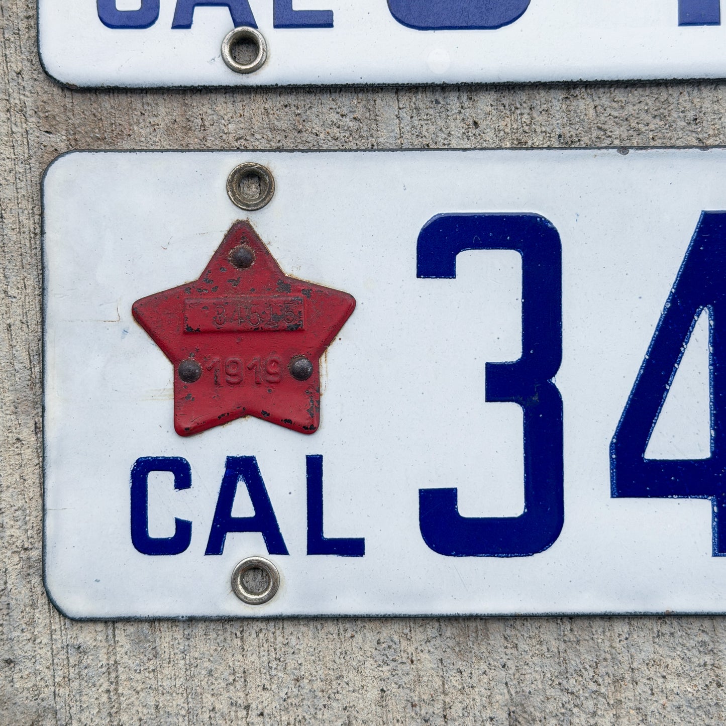 1916 1919 California Porcelain License Plate Pair Auto Tag High Quality With Matching Tabs 34515