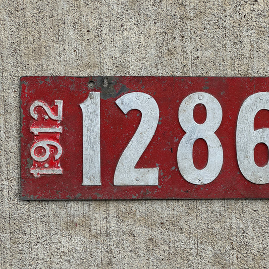1912 Wisconsin License Plate Auto Tag 12865 W