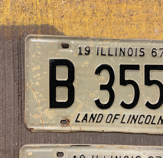 1967 Illinois Truck License Plate Pair B 3550 Ford Chevy Dodge YOM DMV Clear