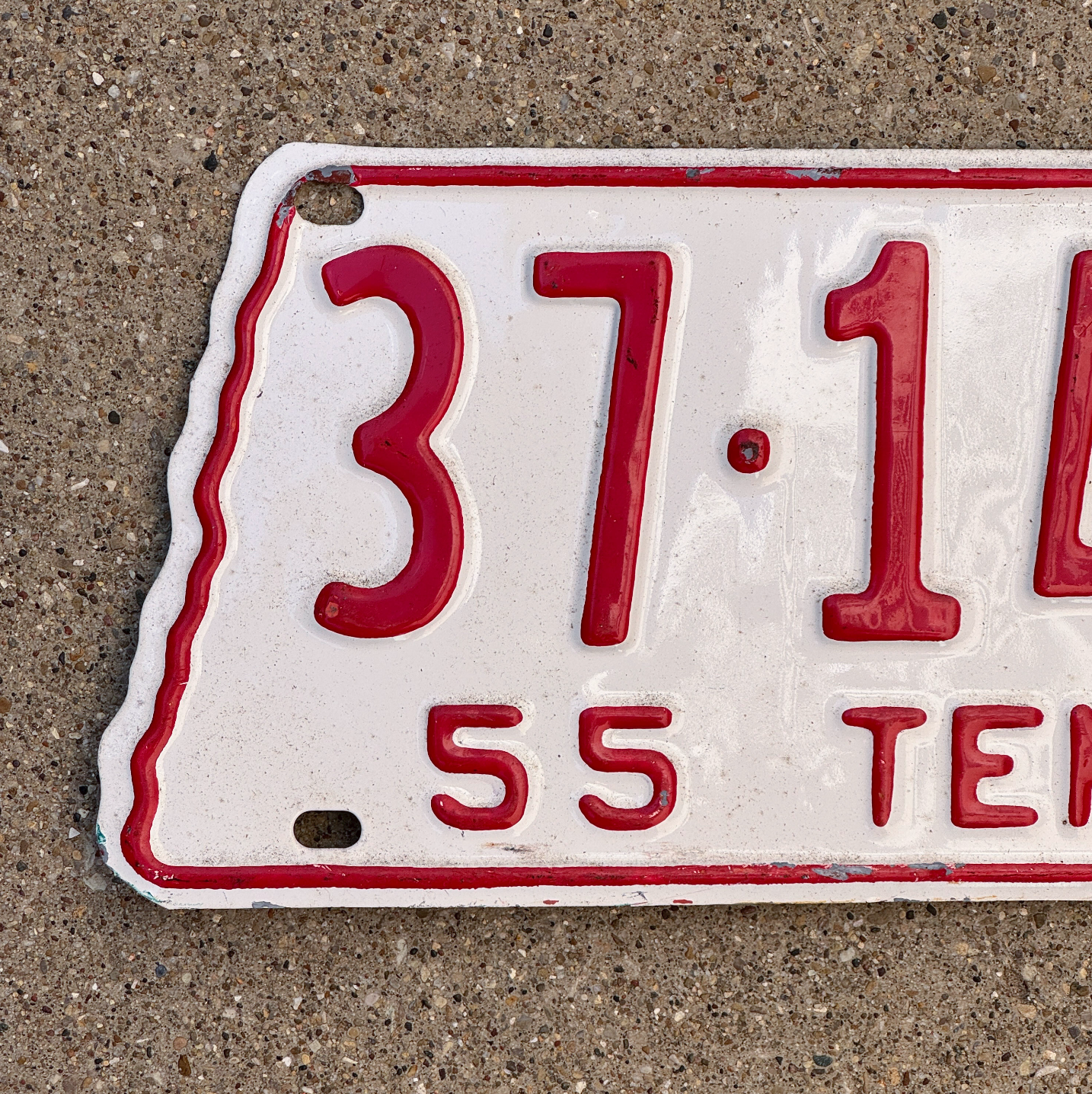 1955 Tennessee License Plate Auto Tag State Shape 37 1401