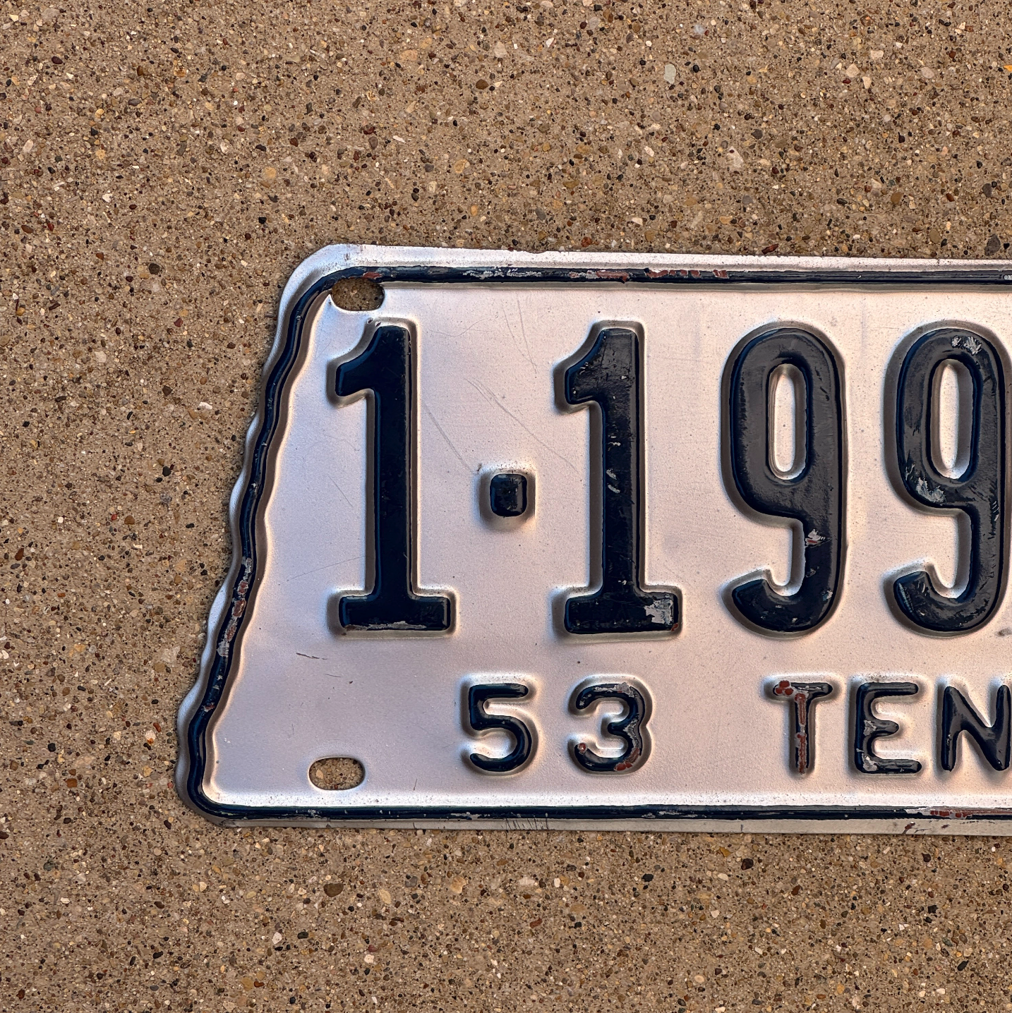 1953 Tennessee License Plate Auto Tag 999 Repeat Repeating State Shape 119992