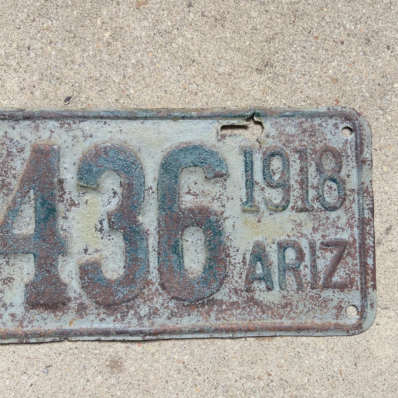 1918 Arizona License Plate Auto Tag 10436