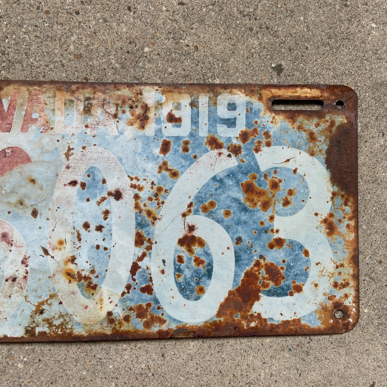 1919 Nevada License Plate Auto Tag Double Sided Made with Surplus Massachusetts Plate 36063