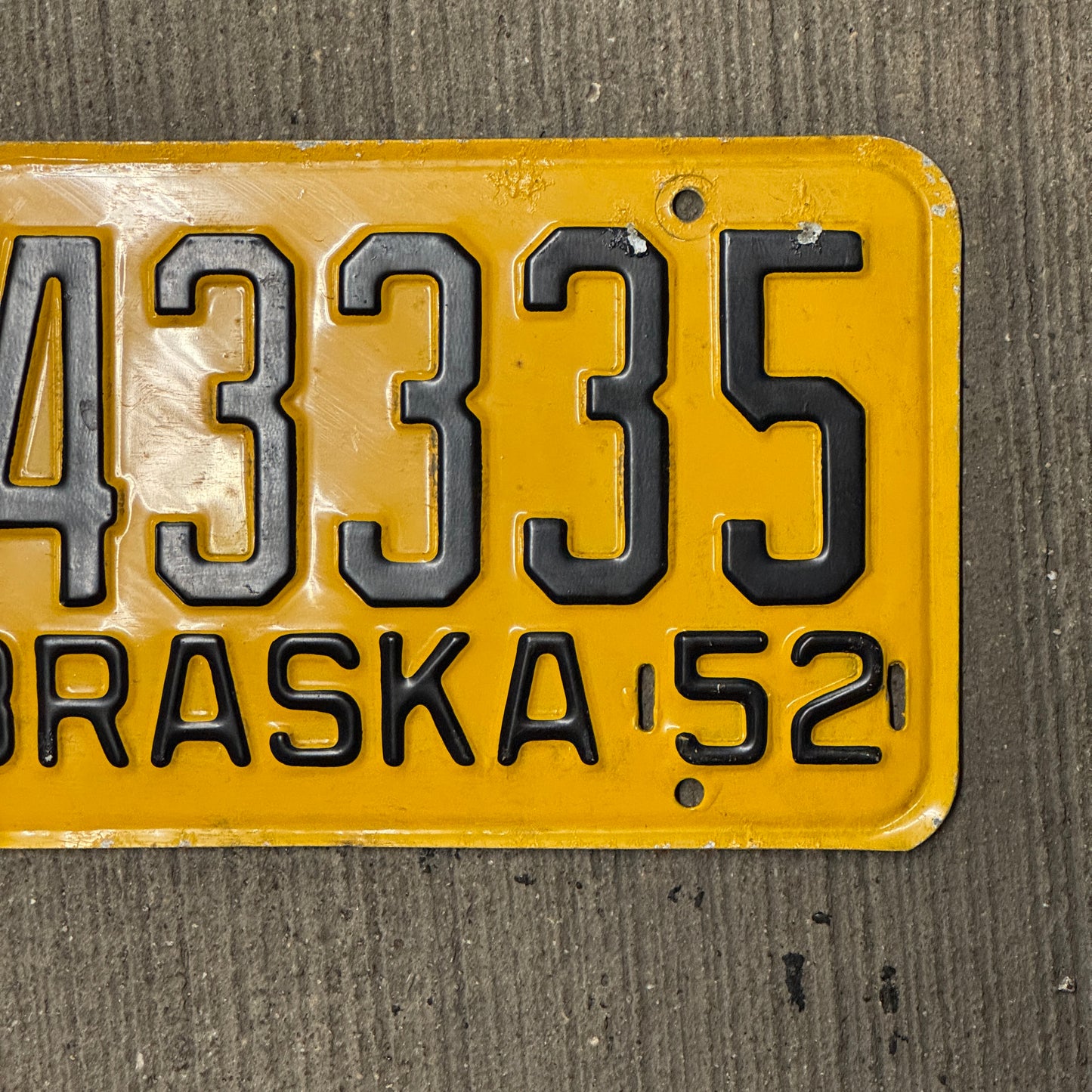 1952 Nebraska License Plate Auto Tag Repeat Repeating 1 4 333 5