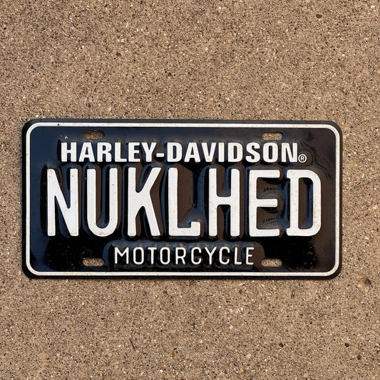 Photo of a Booster License Plate Auto Tag Garage Decor Vintage Metal Harley Davidson Motorcycle NUKLHED Full Sized
