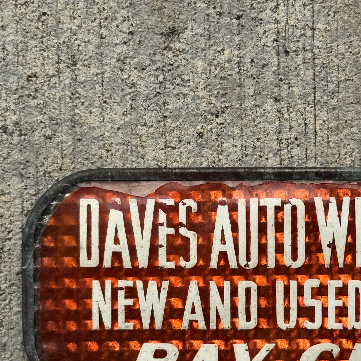 1930 Era Dave's Auto Wrecking Bay City Michigan License Plate Topper Auto Tag Snow Craggs