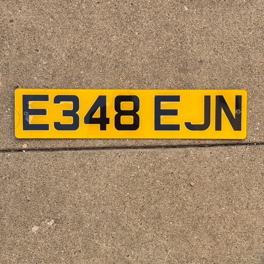 Photo of a England License Plate Auto Tag Garage Decor Vintage Great Britain UK E348 EJN