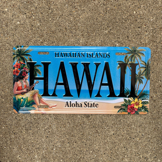 Photo of a Hawaii Booster License Plate Auto Tag Garage Decor Vintage Tropical Metal