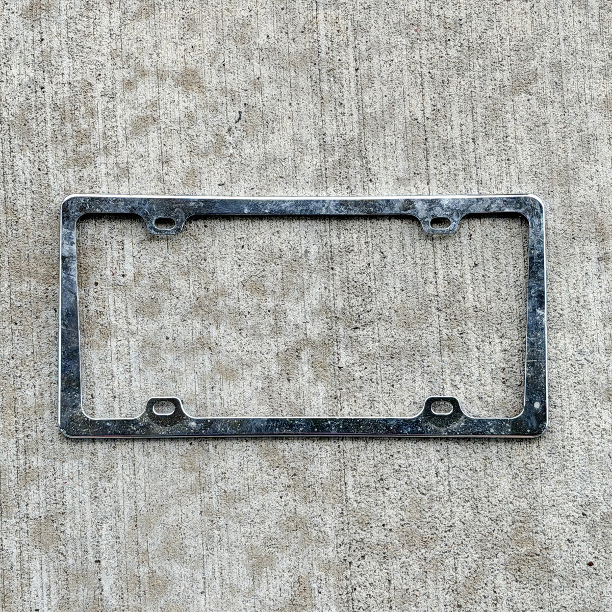 Photo of a Metal License Plate Frame Auto Tag Garage Decor Vintage Fits 12x6 Inch Plate with original patina