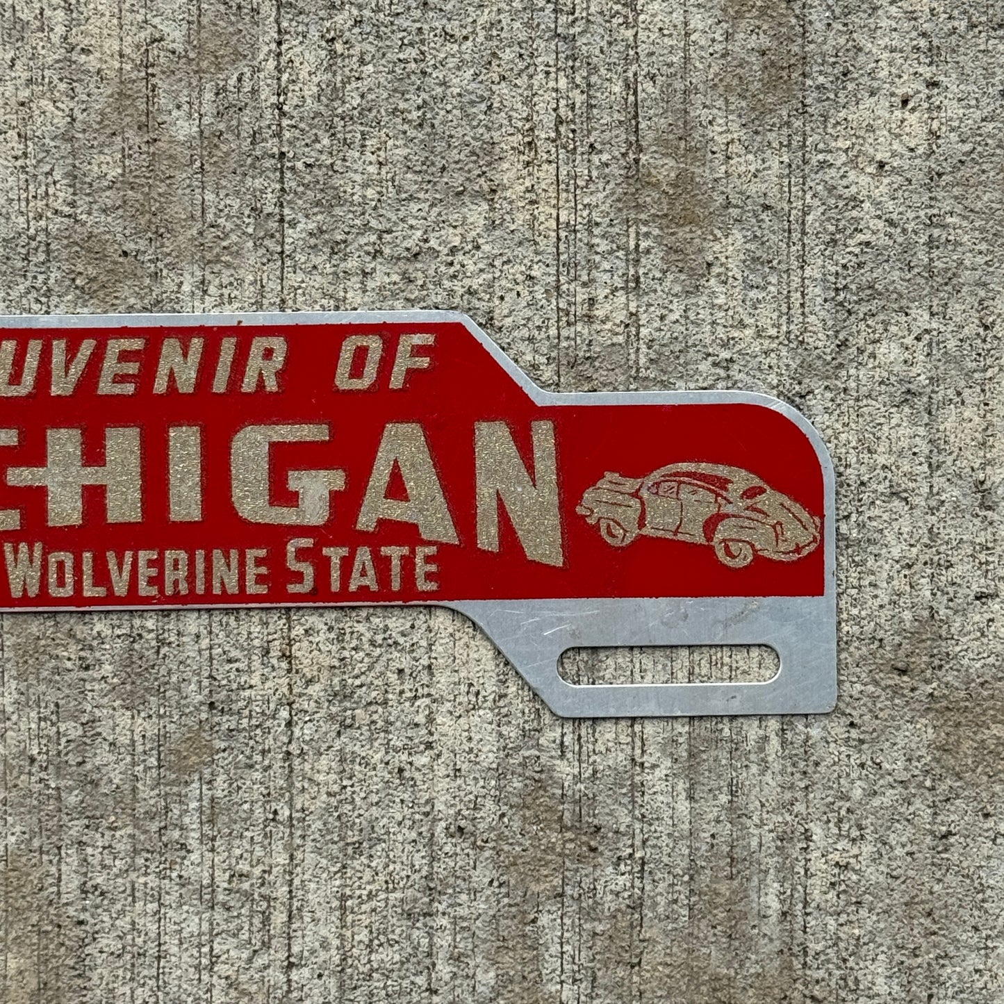 1950 Era Michigan License Plate Topper Auto Tag Wolverine State Reflective Smaltz Paint