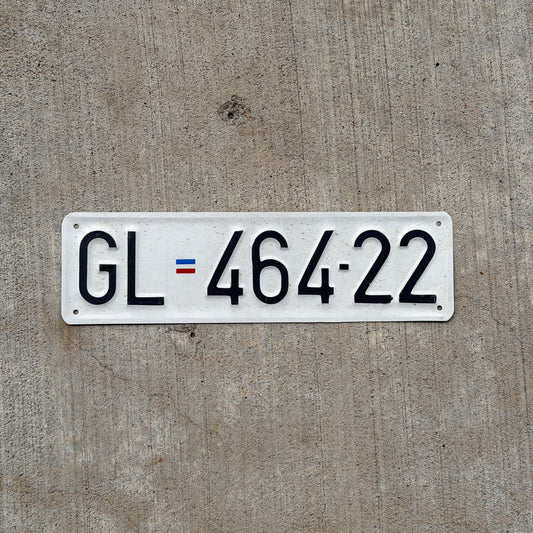 Photo of a Serbia License Plate Auto Tag Garage Decor Vintage GL 464 22 with original patina